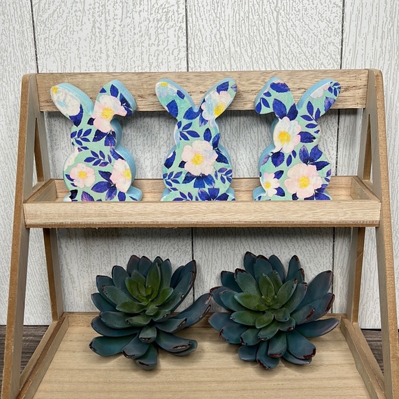 Bundle of 3 Spring Floral Easter Bunnies Handcrafted - Picture 1 of 4